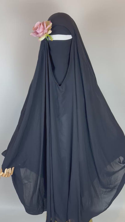 Black Saudi V neck Khimar