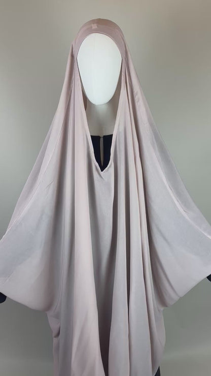 Light pink V neck saudi khimar