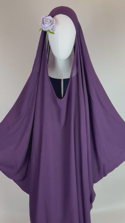 Purple V neck Saudi Khimar